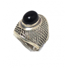 Ring 925 Sterling Silver Natural Black Onyx Gem Stone Filigree Unisex E210